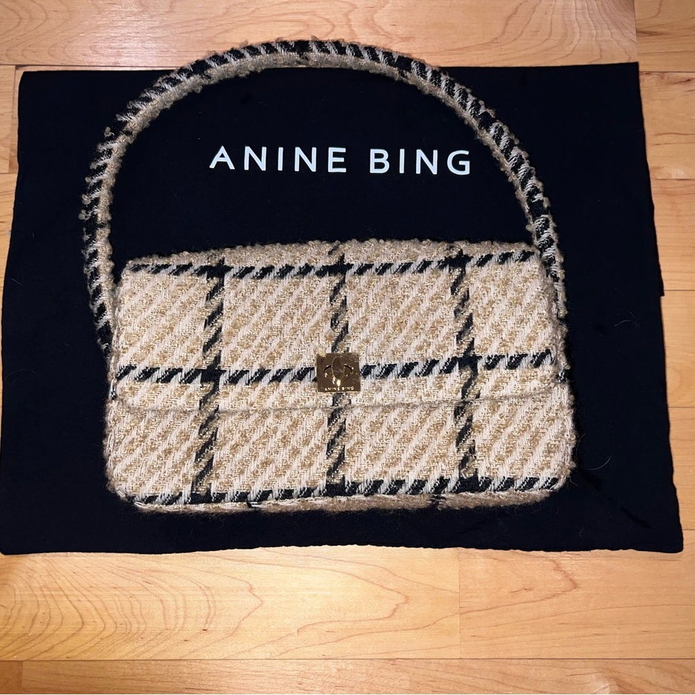 Anine Bing Nico Shoulder Bag - Camel Check